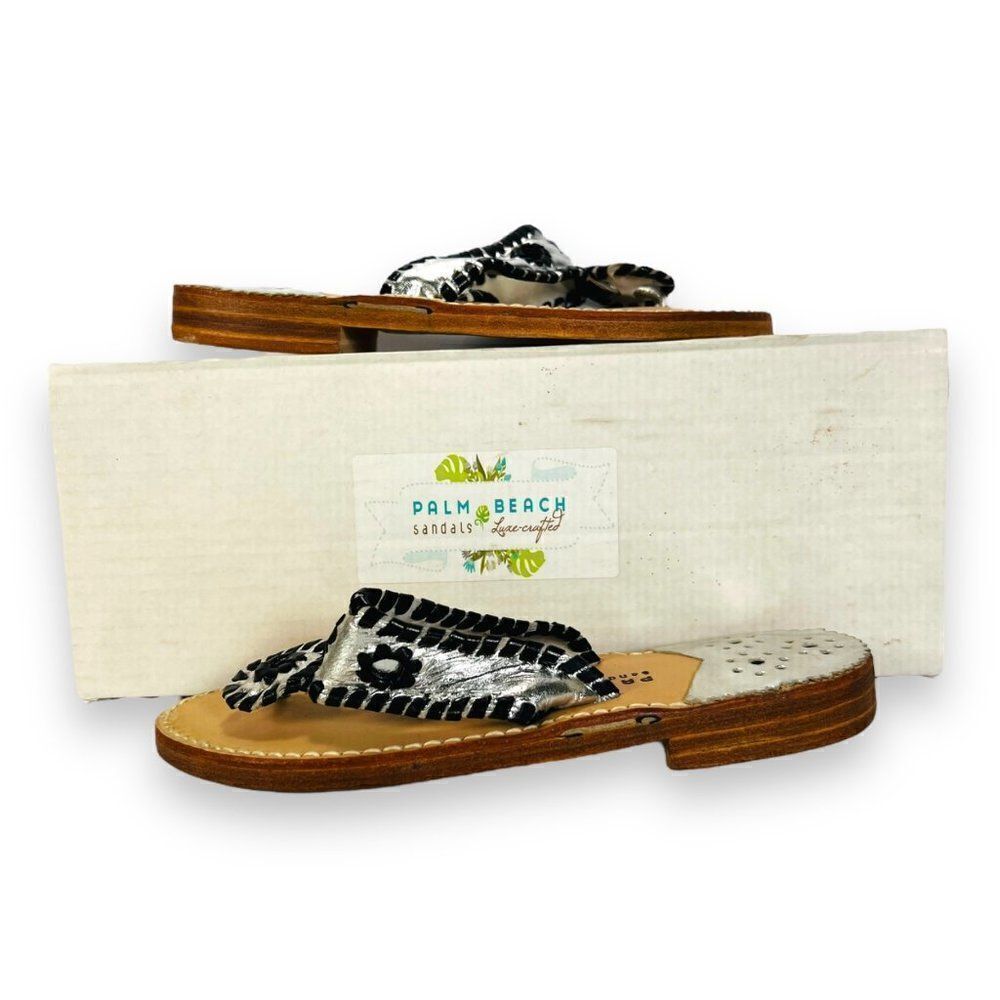 Palm Beach Sandals Classic Silver / Black Made in USA Women's 12